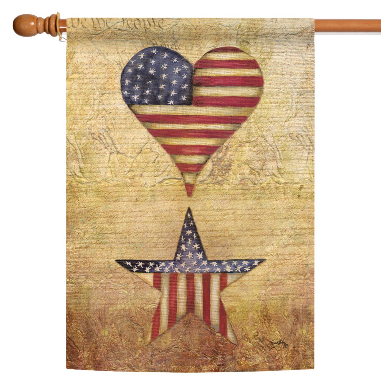 Toland Home Garden Heart and Star-Shaped USA Flags Patriotic Outdoor Flag - 28" x 40"
